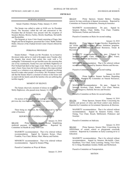 Journal of the Senate 1 Fifth Day, January 15, 2010 2010 Regular Session Fifth Day