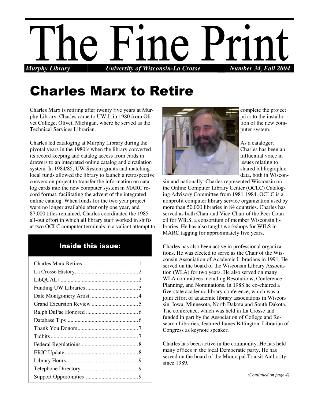 Charles Marx to Retire