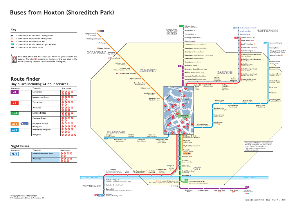 Buses from Hoxton (Shoreditch Park)