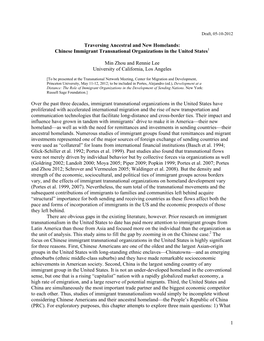 Chinese Immigrant Transnational Organizations in the United States1