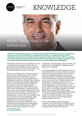 Ayala: Taking Care of the Bottom Line