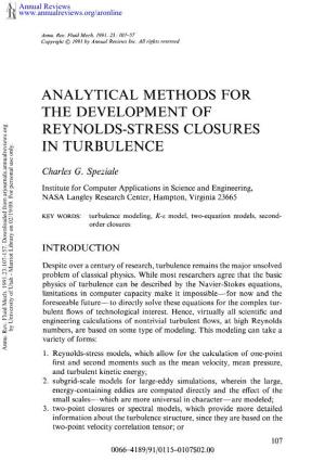 Analytical Methods for the Development of Reynolds-Stress Closures in Turbulence