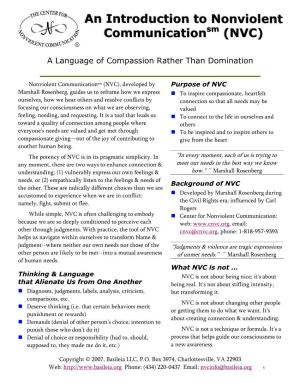 An Introduction to Nonviolent Communication (NVC)