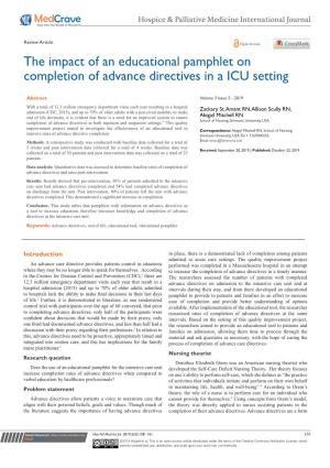 The Impact of an Educational Pamphlet on Completion of Advance Directives in a ICU Setting