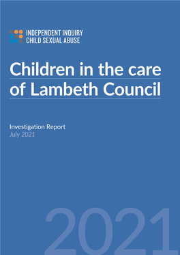 Children in the Care of Lambeth Council – Investigation Report