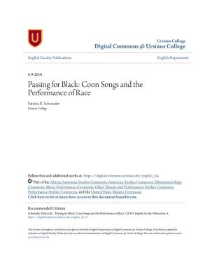 Passing for Black: Coon Songs and the Performance of Race Patricia R