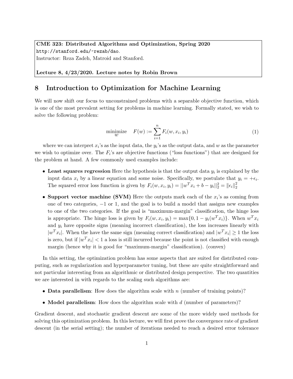 8 Introduction to Optimization for Machine Learning