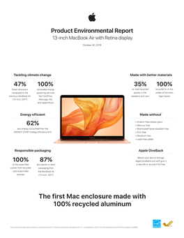 Product Environmental Report 13-Inch Macbook Air with Retina Display