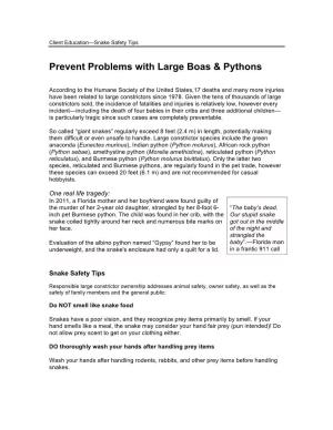 Prevent Problems with Large Boas & Pythons