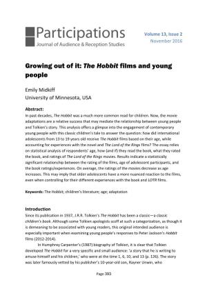 Growing out of It: the Hobbit Films and Young People