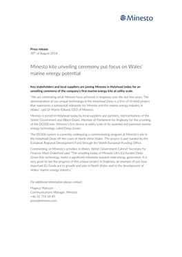 Minesto Kite Unveiling Ceremony Put Focus on Wales' Marine Energy Potential