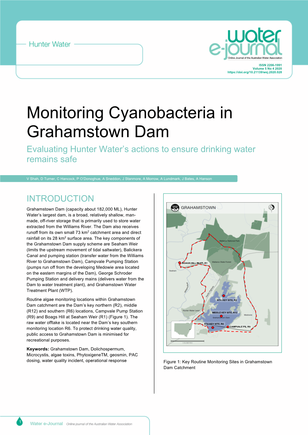 Monitoring Cyanobacteria in Grahamstown Dam Evaluating Hunter Water’S Actions to Ensure Drinking Water Remains Safe