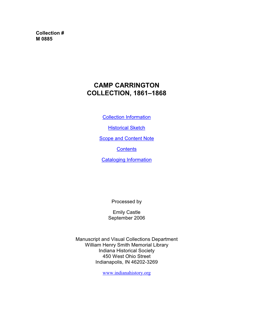 Camp Carrington Collection, 1861–1868