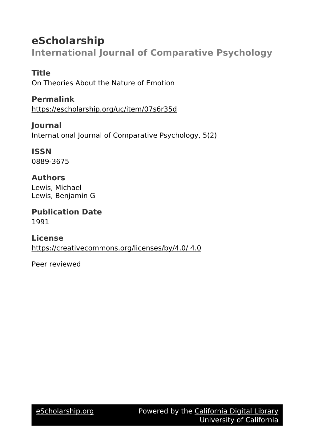 International Journal of Comparative Psychology