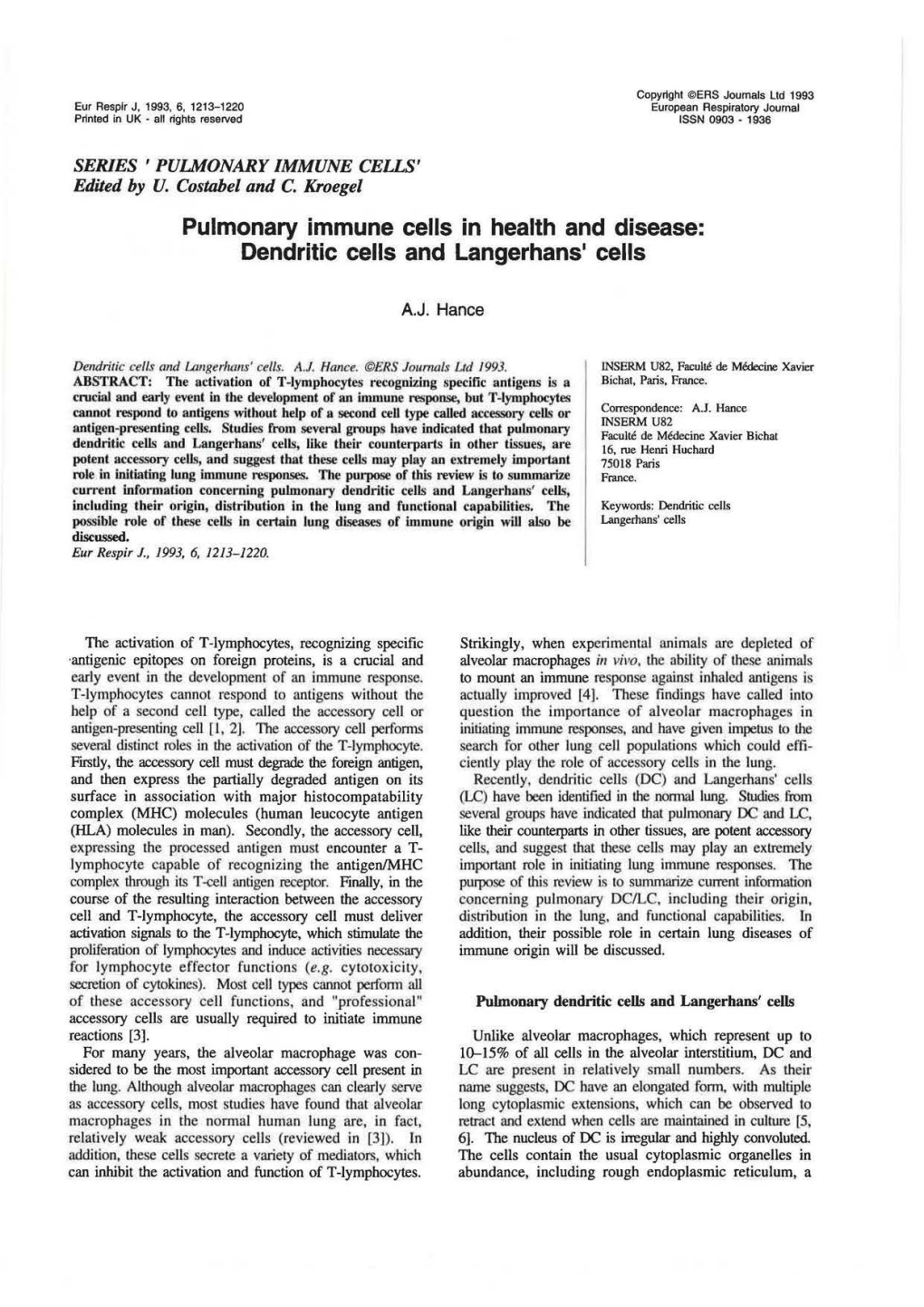 Dendritic Cells and Langerhans' Cells