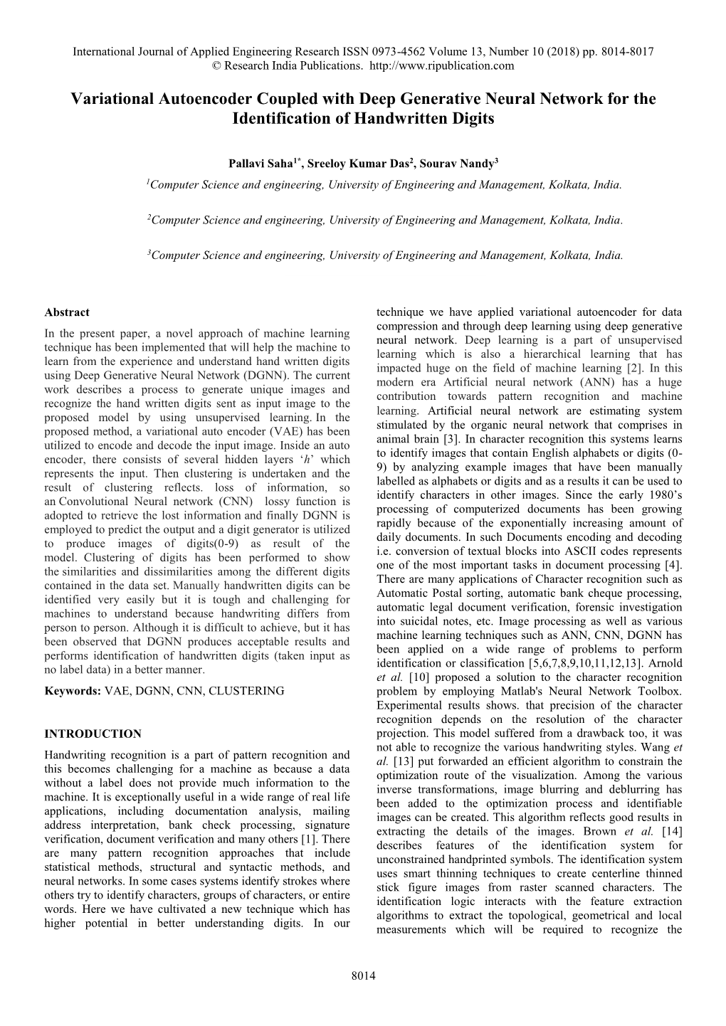 Variational Autoencoder Coupled with Deep Generative Neural Network for the Identification of Handwritten Digits