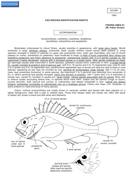 SCORP 1983 FAO SPECIES IDENTIFICATION SHEETS FISHING AREA 51 (W. Indian Ocean) SCORPAENIDAE Scorpionfishes, Rockfishes, Rosefish