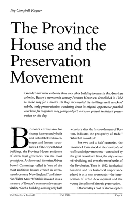 The Province House and the Preservation Movement