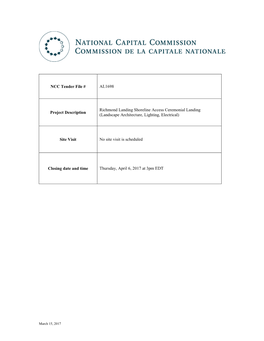 NCC Tender File # AL1698 Project Description Richmond Landing Shoreline Access Ceremonial Landing (Landscape Architecture, Light