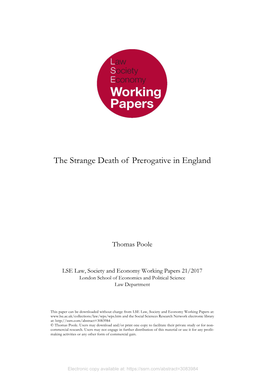 The Strange Death of Prerogative in England