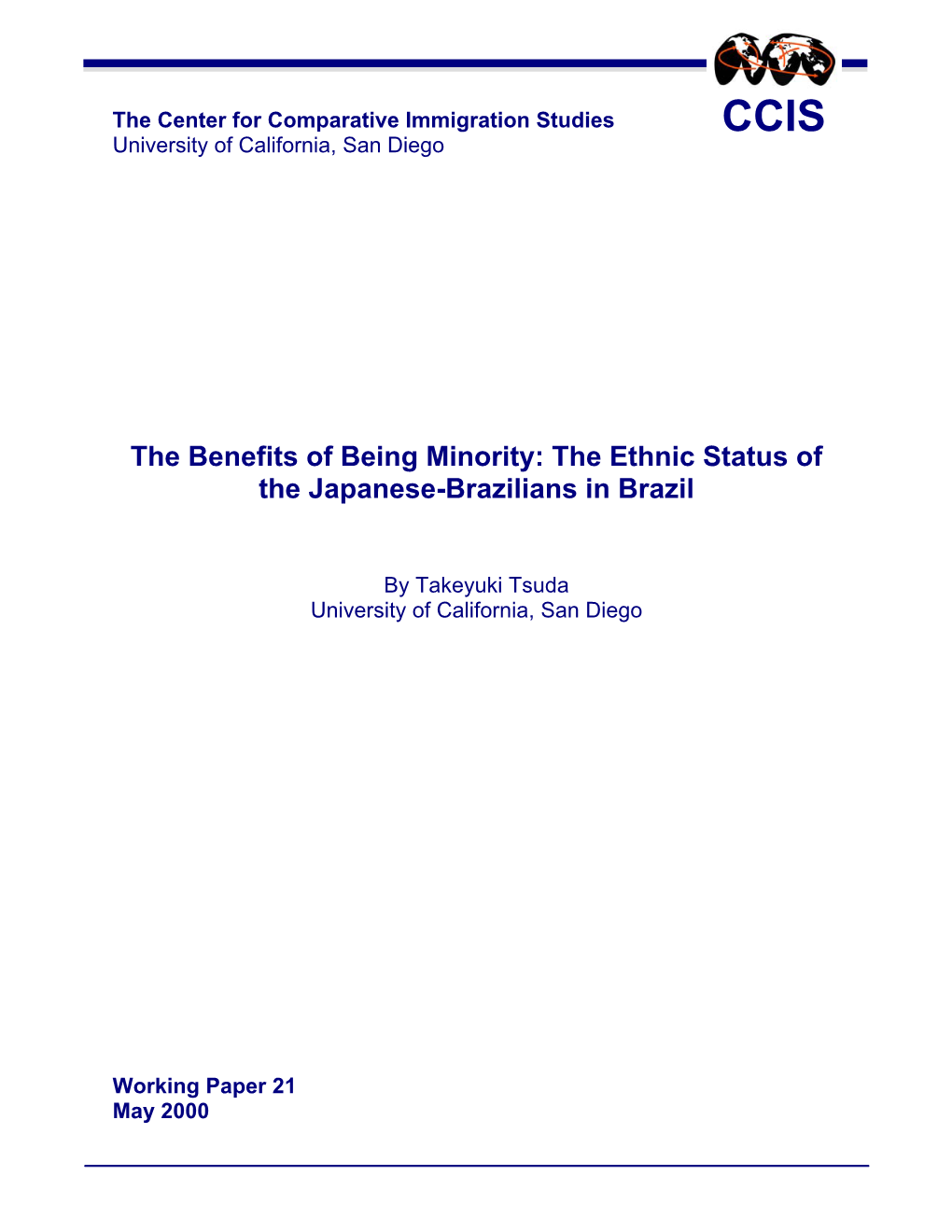 The Ethnic Status of the Japanese-Brazilians in Brazil