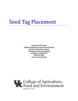 Seed Tag Placement Booklet