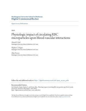 Physiologic Impact of Circulating RBC Microparticles Upon Blood-Vascular Interactions Ahmed S
