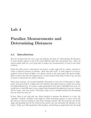 Lab 4 Parallax Measurements and Determining Distances