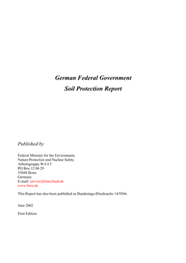 German Federal Government Soil Protection Report