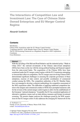 The Case of Chinese State- Owned Enterprises and EU Merger Control Regime