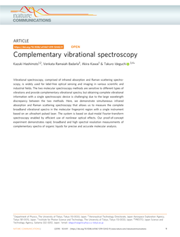 Complementary Vibrational Spectroscopy