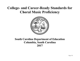 College and Career Ready Standards for Choral Music Proficiency