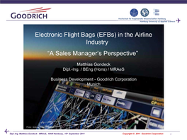 Electronic Flight Bags (Efbs) in the Airline Industry “A Sales Manager’S Perspective”