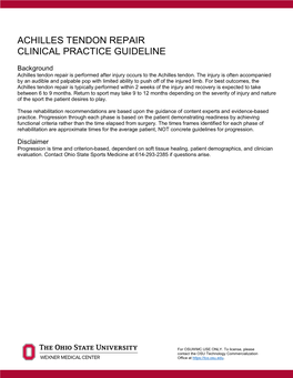 Achilles Tendon Repair Clinical Practice Guideline
