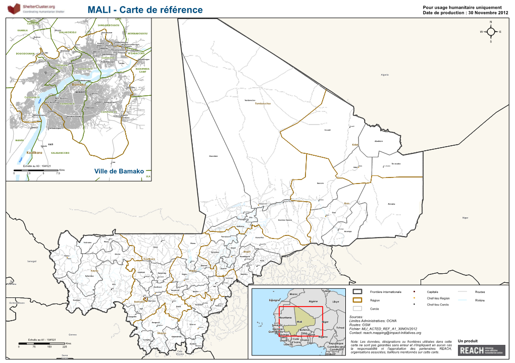 MALI - Carte De Référence Date De Production : 30 Novembre 2012 SAFO KATI Commune SANGAREBOUGOU