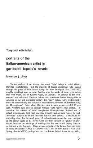 Portraits of the Italian-American Artist in Garibaldi Lapolla's Novels Lawrence J