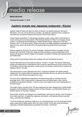 Jupiters Reveals New Japanese Restaurant - Kiyomi