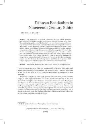 Fichtean Kantianism in Nineteenth-Century Ethics
