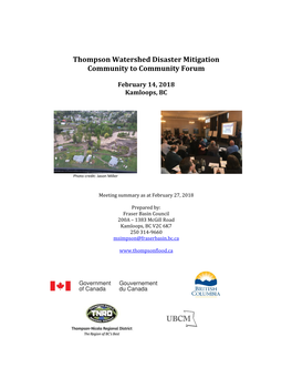 Thompson Watershed Disaster Mitigation Community to Community Forum