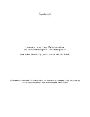 Unemployment and Labor Market Institutions: the Failure of the Empirical Case for Deregulation