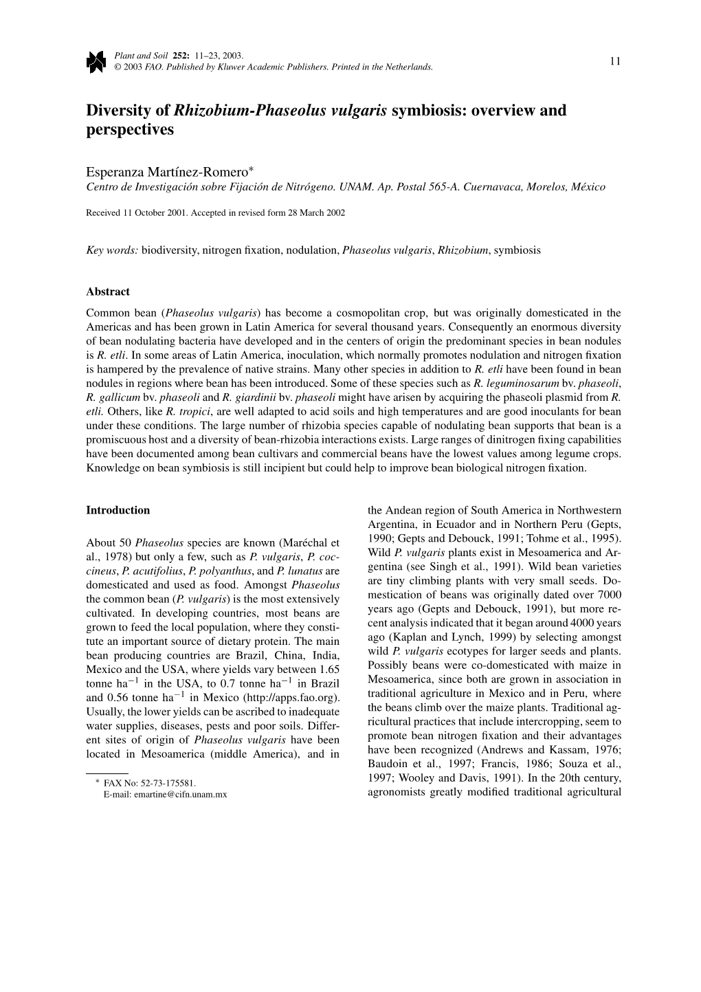 Diversity of Rhizobium-Phaseolus Vulgaris Symbiosis: Overview and Perspectives