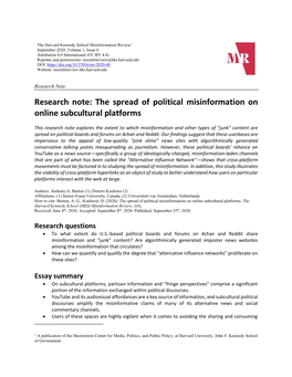 The Spread of Political Misinformation on Online Subcultural Platforms