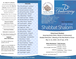 Sisterhood Shabbat Mr