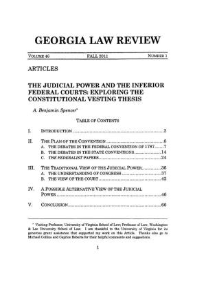 The Judicial Power and the Inferior Federal Courts: Exploring the Constitutional Vesting Thesis