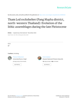 Tham Lod Rockshelter (Pang Mapha District, North-Western Thailand): Evolution of the Lithic Assemblages During the Late Pleistocene