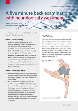A Five Minute Back Examination with Neurological Assessment