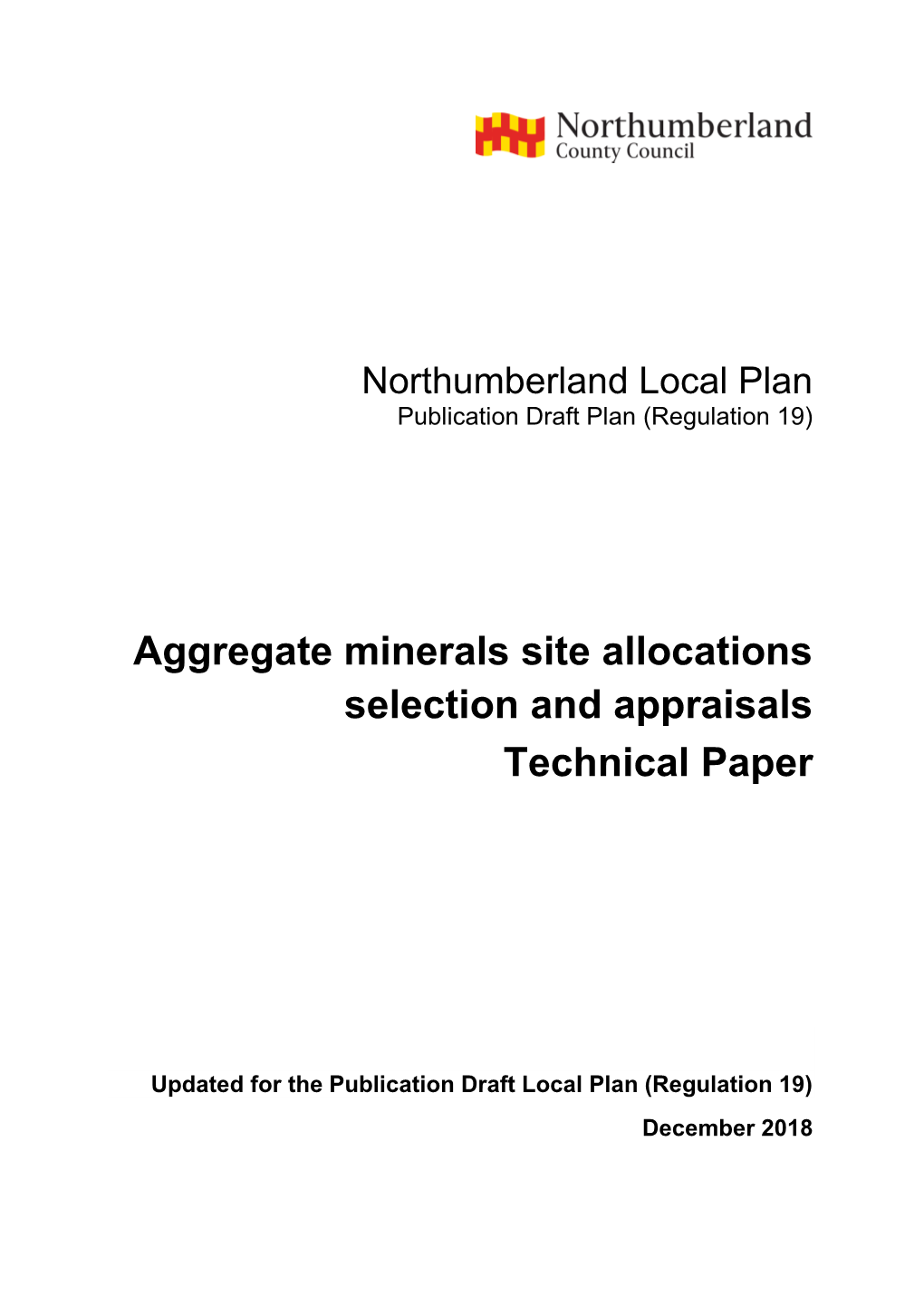 Aggregate Minerals Site Allocations Selection and Appraisals Technical Paper