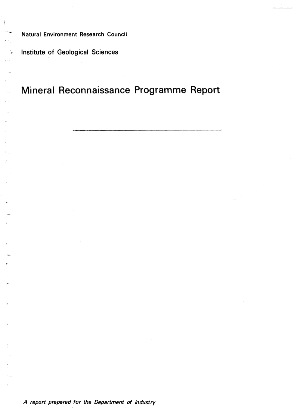 Mineral Reconnaissance Programme Report