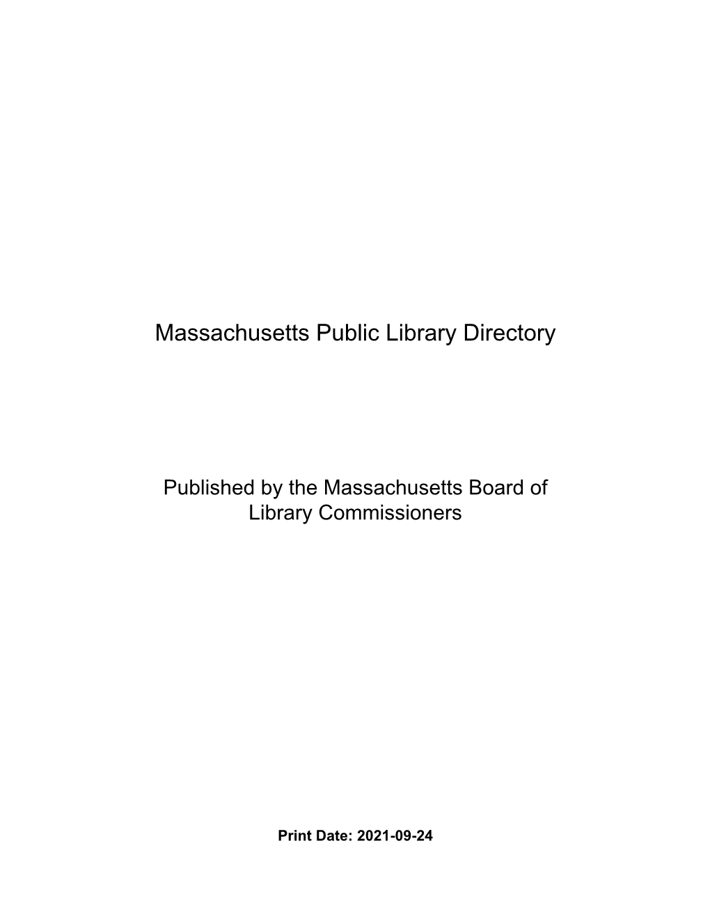 Massachusetts Public Library Directory