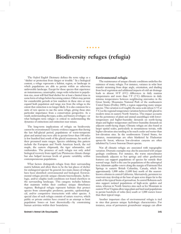 Biodiversity Refuges (Refugia)